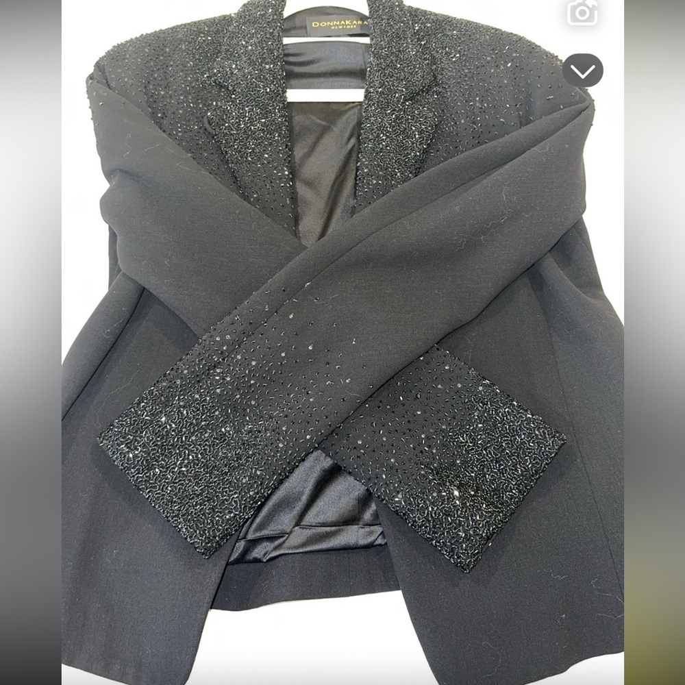 Donna Karan Black Beaded Blazer